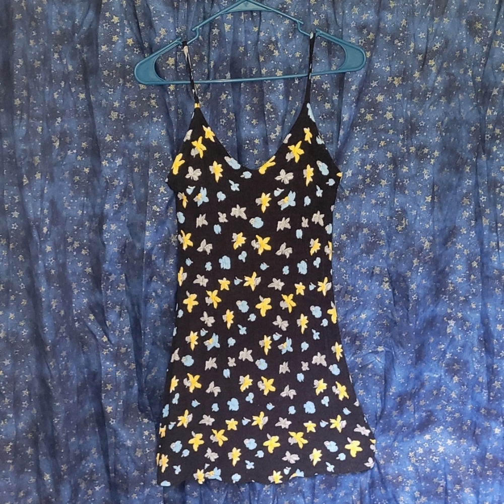 [GUC] La Sauvage by Barth Floral Spaghetti Strap Crepe Slip Dress - Retro 90s!